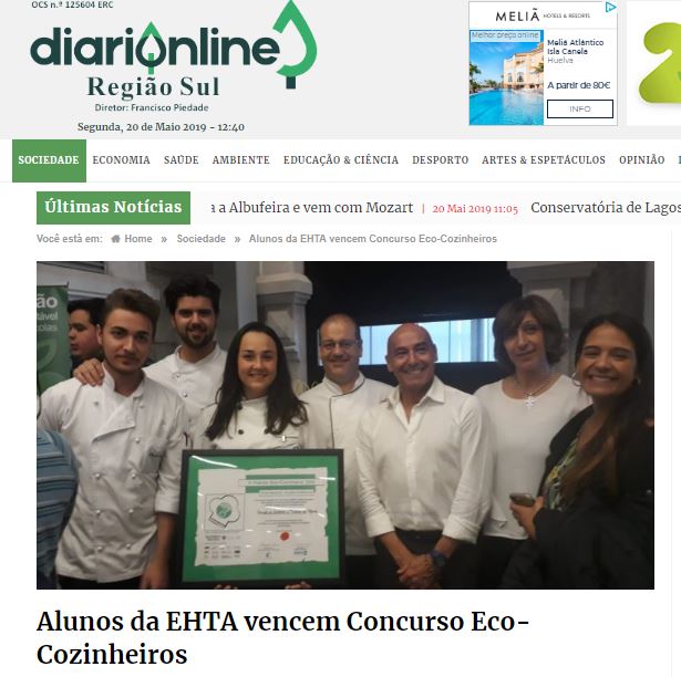 Alunos da EHTA vencem Concurso Eco-Cozinheiros, in Diário Online Região Sul
