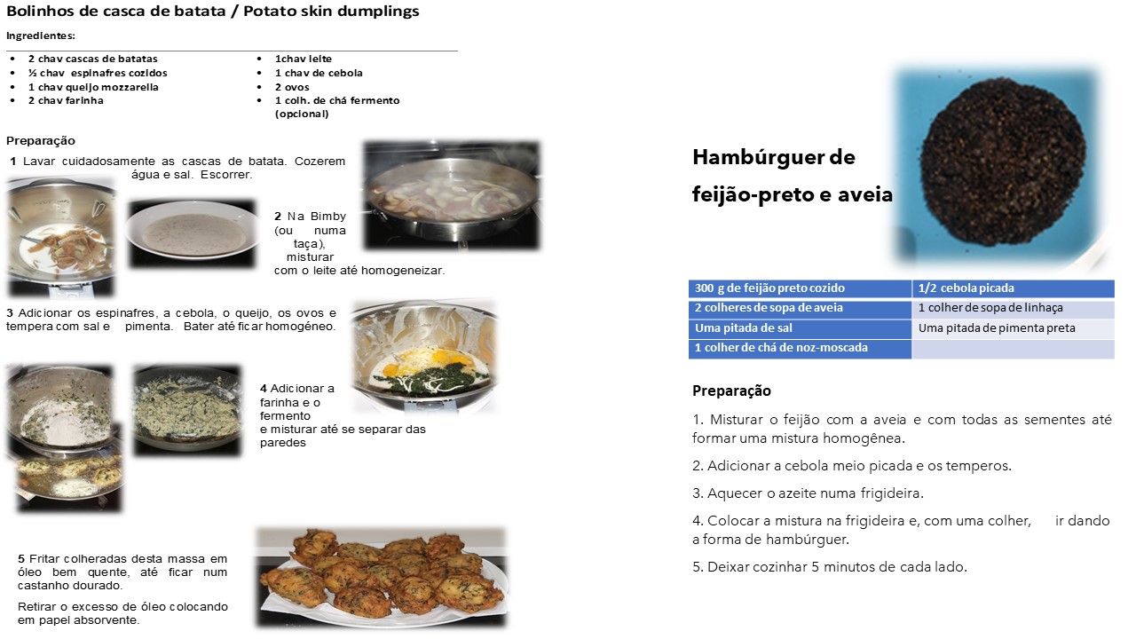 Receitas Bolinhos de cascas de batata e Hamburger de Feijáo Preto